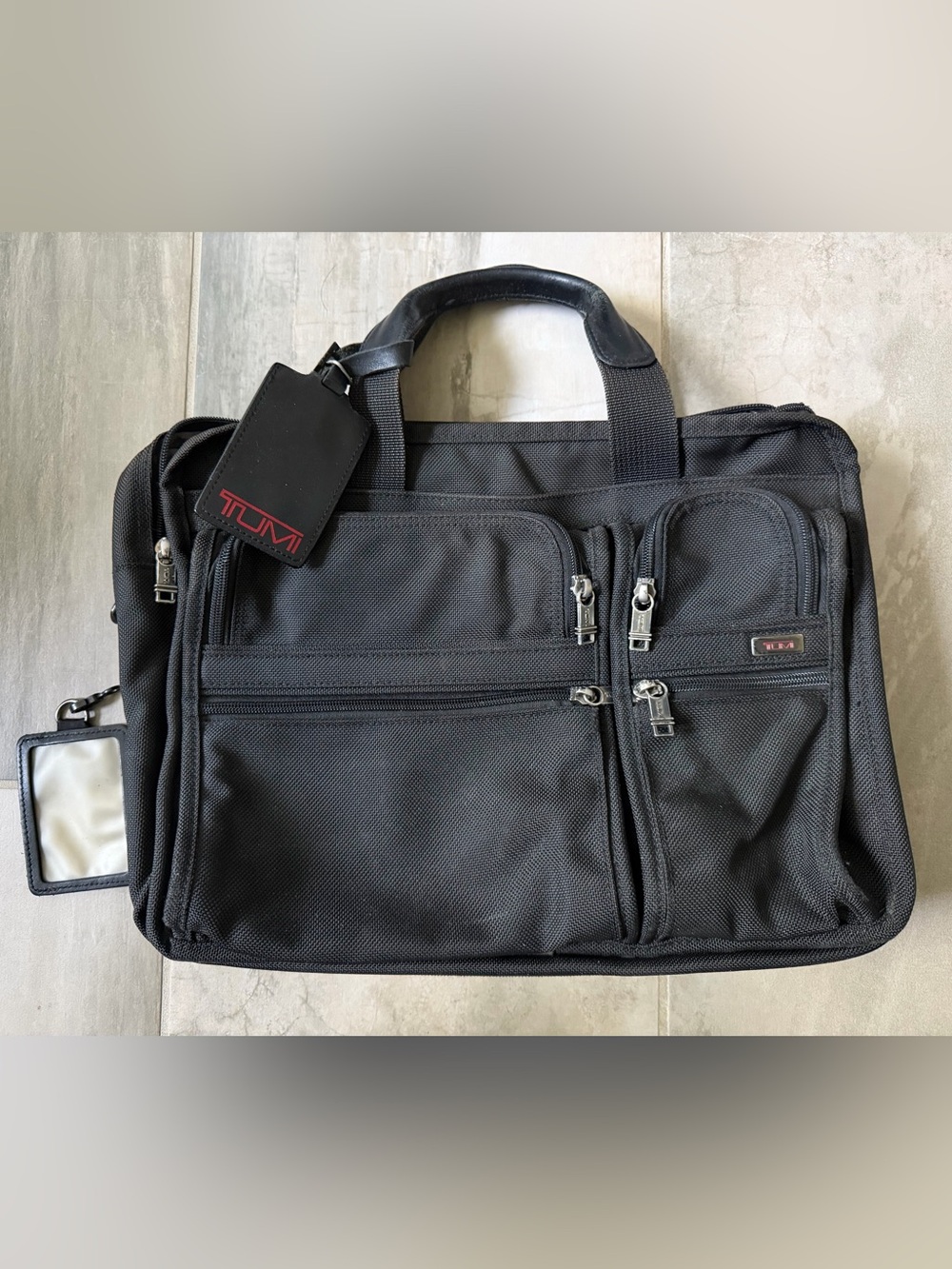 Tumi Large Black Canvas Travel Business Briefcase Lap Top Tote Bag